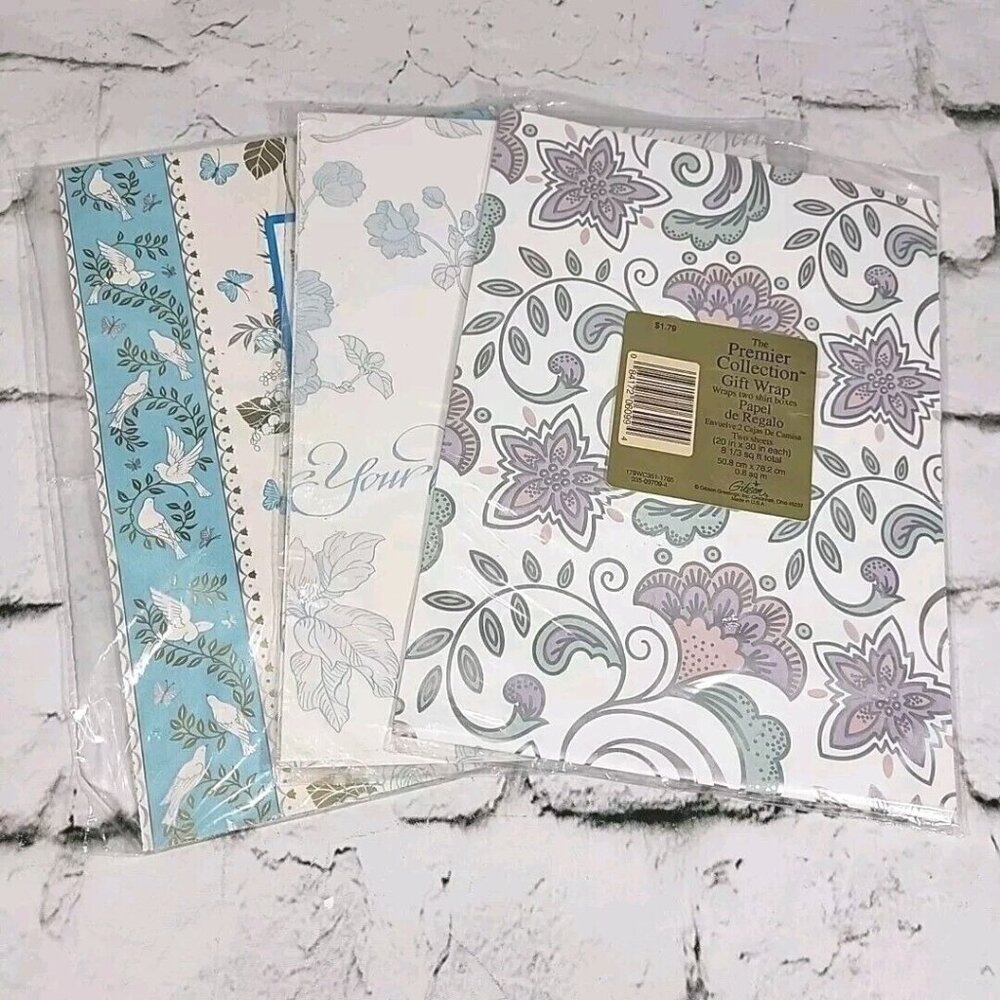 Vintage Wedding Wrapping Paper Lot of 3‎ New Packages